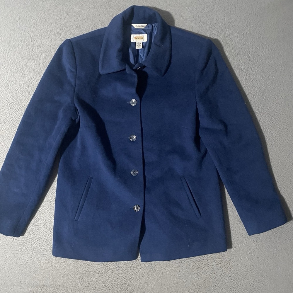 VTG‎ Talbots Vintage Peacoat Angora Wool Silk Blend Size 8 Blue Buttons Blazer